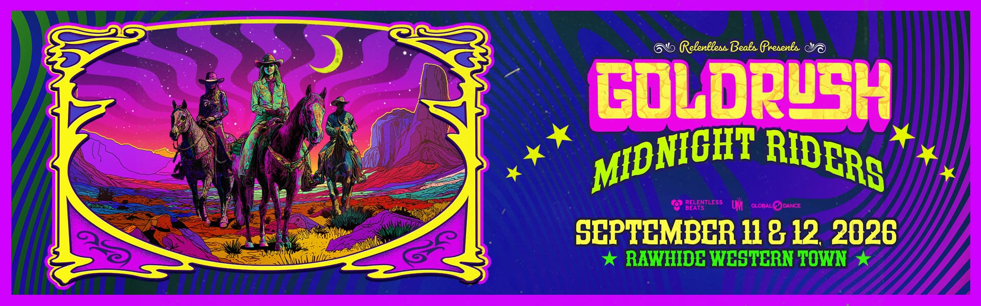 Goldrush 2026: Midnight Riders event banner